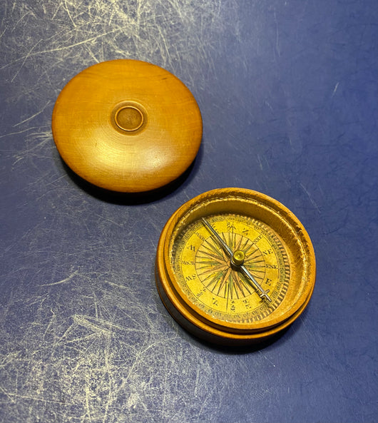 Antique Turned Boxwood Compass Made In England
