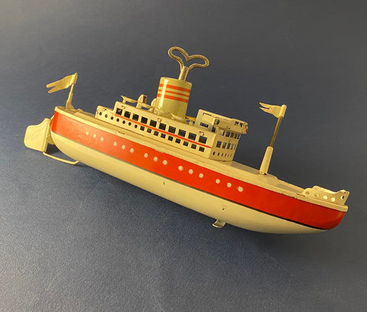 Zero Stock-Vintage Tin Windup Clockwork Ocean Liner Made by Arnold Nuremberg Germany