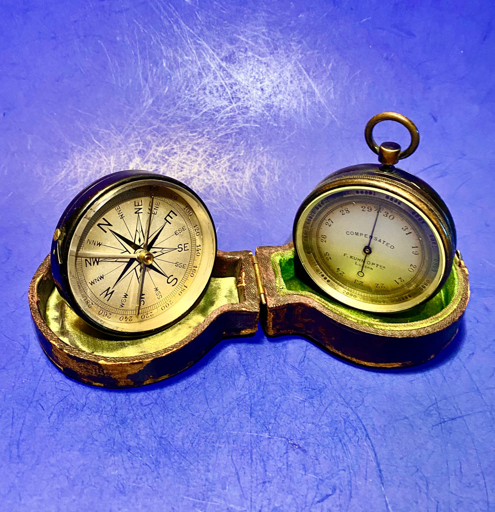 Antique Pocket Barometer Altimeter and Compass Compendium F. Kuhn Opt ...
