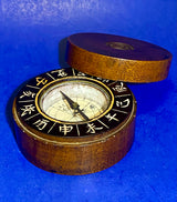 Antique Wood Cased Compass Meiji Period Japan