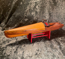 Zero Stock- Antique Mahogany Wood Clockwork Speed Boat Liberty Flyer by Liberty Playthings Inc