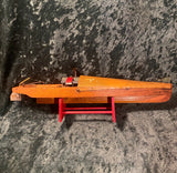 Zero Stock- Antique Mahogany Wood Clockwork Speed Boat Liberty Flyer by Liberty Playthings Inc