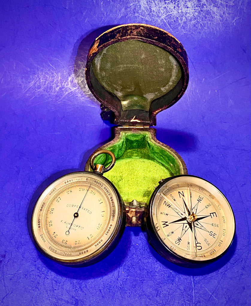 Antique Pocket Barometer Altimeter and Compass Compendium F. Kuhn Opt ...