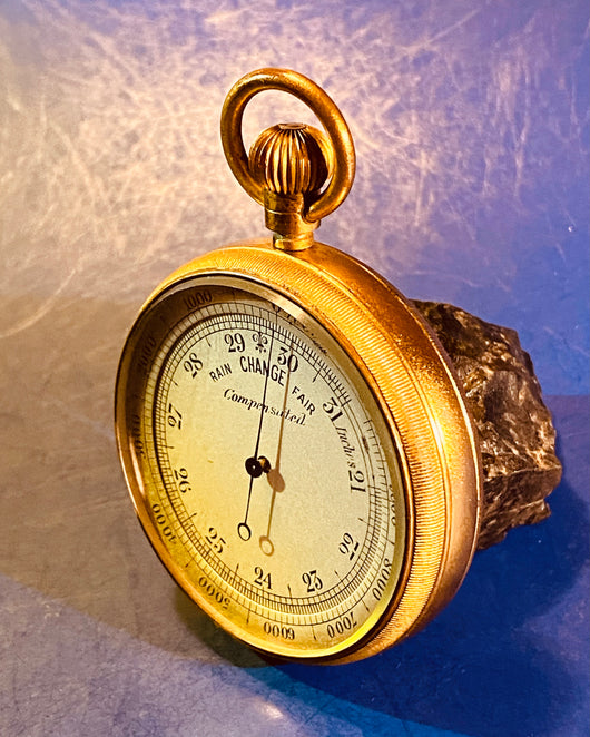 Antique Pocket Barometer Altimeter Compass Compendium Made in England