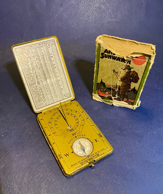 Antique Pocket Sunwatch  Sundial Compass Made by Ansonia Clock Co USA