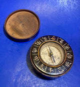 Antique Wood Cased Compass Meiji Period Japan