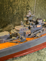 Zero Stock -Vintage Battleship Bismarck Wood Toy Battery Operated Made by Ito Japan