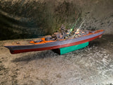 Zero Stock -Vintage Battleship Bismarck Wood Toy Battery Operated Made by Ito Japan