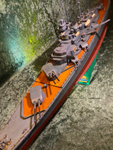 Zero Stock -Vintage Battleship Bismarck Wood Toy Battery Operated Made by Ito Japan