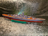 Zero Stock -Vintage Battleship Bismarck Wood Toy Battery Operated Made by Ito Japan