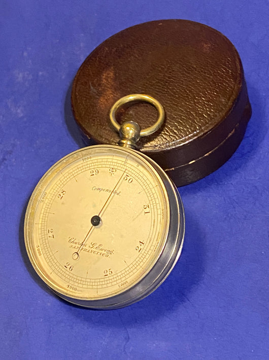 Zero Stock-Antique Pocket Barometer Altimeter Charles G Ewing San Francisco