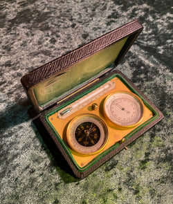 Zero Stock- Antique Pocket Barometer Compass and Thermometer Compendium  Made in France