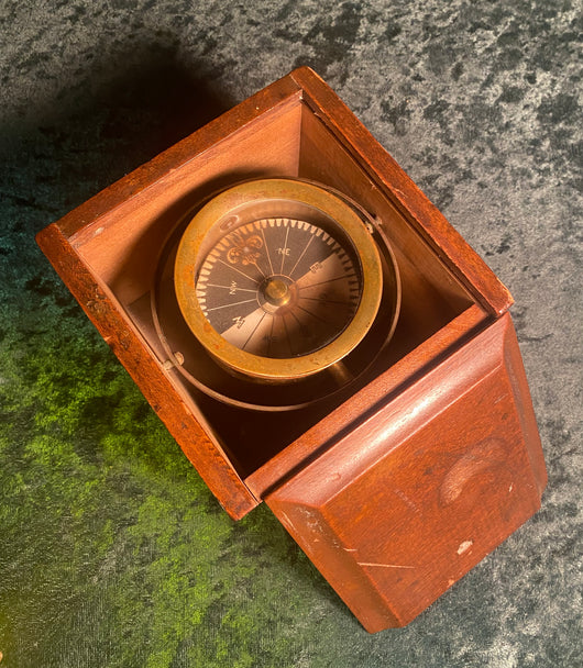 Antique Nautical Floating Card Compass Made in England