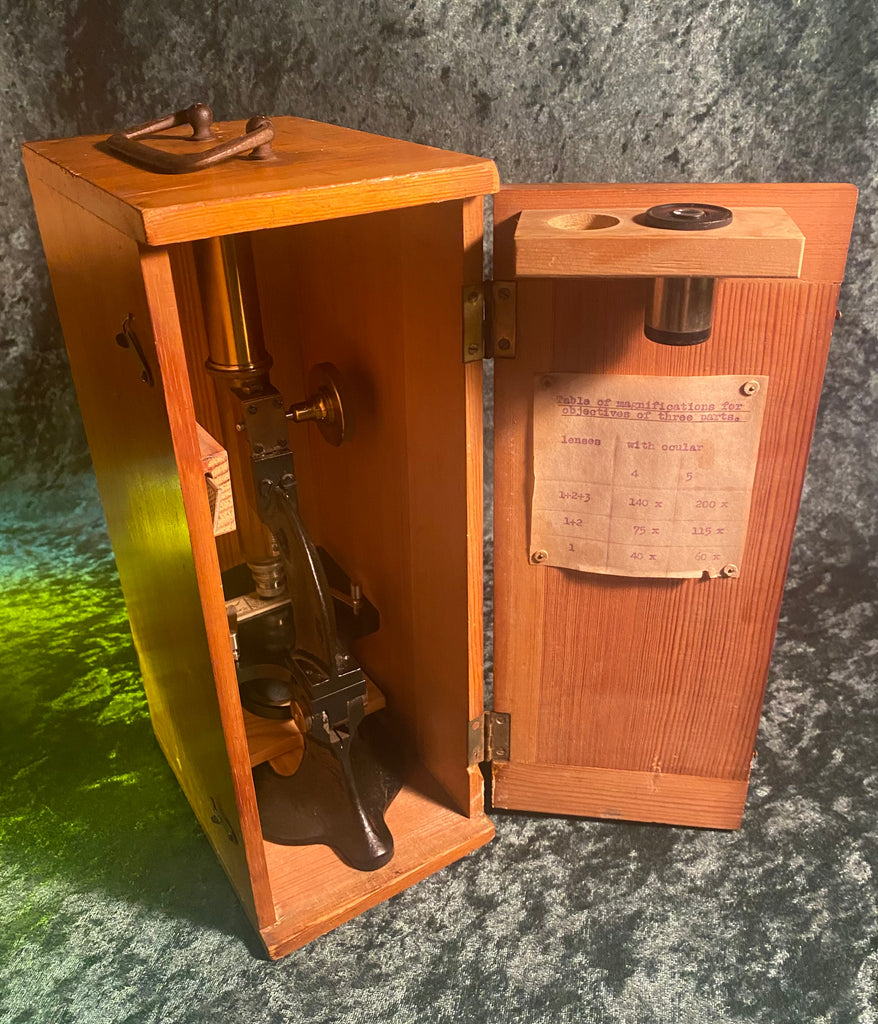 Zero Stock-Antique Brass Microscope ATCO Germany – Explorer Antiques