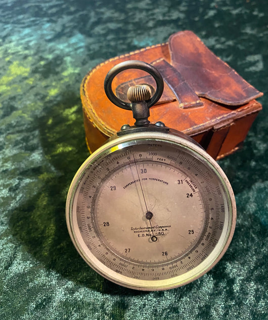 Zero Stock-Antique Pocket Barometer Altimeter Made by Taylor Rochester  New York