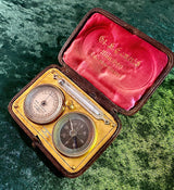 Zero Stock-Antique Pocket Barometer Compass Thermometer Compendium Made in Germany