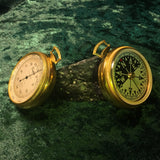 ZERO STOCK ANTIQUE POCKET BAROMETER  AND COMPASS COMBO MADE BY SHORT MASON LONDON FOR TAYLOR USA