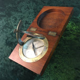 Zero Stock- Antique  Equinoctial Compass Sundial In Mahogany Case Made in France
