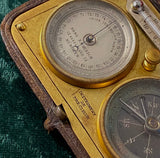 Zero Stock-Antique Pocket Barometer Compass Thermometer Compendium Made in Germany