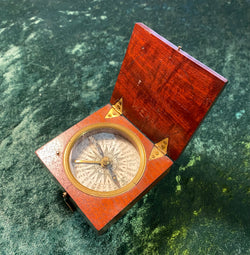 Zero Stock- Antique Mahogany Cased Compass Made in England