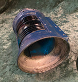 Zero Stock-Antique Fresnel Glass Ship’s Oil Lantern PERKO Blue Color