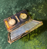 Zero Stock-Antique Tycos Short Mason Pocket Barometer Compass and Thermometer Compendium Livingstone Traveling Set