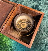Zero Stock -Antique Small Nautical Dry Card Compass in Mahogany Case Made by C D Durkee & Co New York