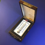 Zero Stock-Antique Travel Thermometer in Pietra Dura Mosaic Box Karlsbad