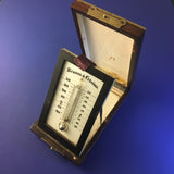 Zero Stock-Antique Travel Thermometer in Pietra Dura Mosaic Box Karlsbad