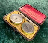 Zero Stock-Antique Pocket Barometer Compass Thermometer Compendium Made in Germany