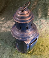Zero Stock-Antique Fresnel Glass Ship’s Oil Lantern PERKO Blue Color