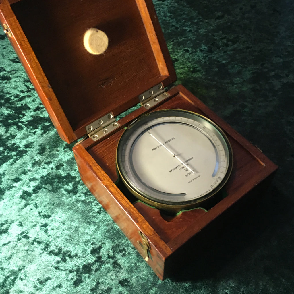 Barometer World Zero Stock-Vintage Precision Aneroid Barometer Made by Negretti & Zamb ...