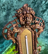 Zero Stock-Antique Cast Iron Wood and Brass Thermometer Made in England