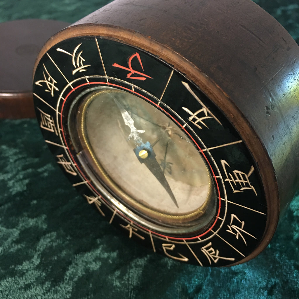 Japanese Radium Compass Zero Stock-Antique Wood Cased Compass Made in Japan Meiji Period ...