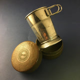ZERO STOCK-Vintage Folding Travel Cup In Leather Case