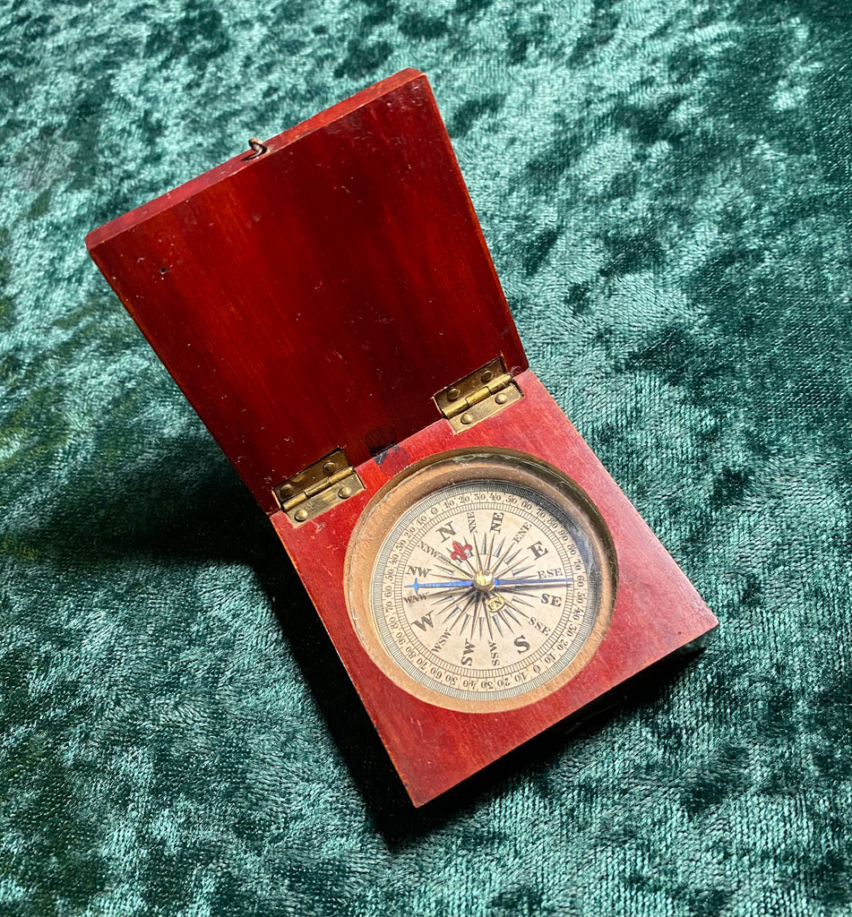 Zero Stock Antique FruitWood Compass Made in Germany Explorer Antiques