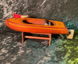 Zero Stock- Antique Keystone Electric Wood Speed Boat Boston USA