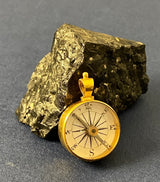 Zero Stock-Antique Gold Gilt Compass Made In England From Georgian Era