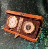 Zero Stock- Antique Travel 8 Day Clock, Barometer and Thermometer Compendium