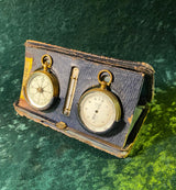 Zero Stock-Antique Tycos Short Mason Pocket Barometer Compass and Thermometer Compendium Livingstone Traveling Set