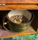 Zero Stock -Antique Small Nautical Dry Card Compass in Mahogany Case Made by C D Durkee & Co New York