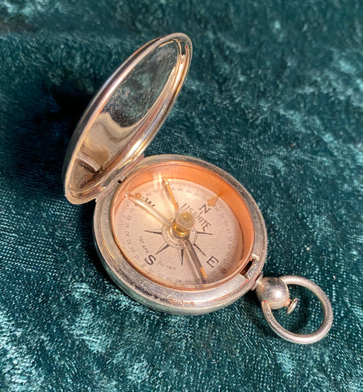 Zero Stock- Antique WW1 Taylor USANITE Compass In Rare Nickeled Cover Case