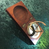 Zero Stock- Antique  Equinoctial Compass Sundial In Mahogany Case Made in France