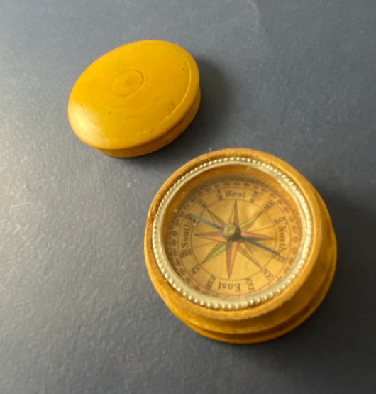 Zero Stock-Antique Fruit Wood Compass Made in Germany