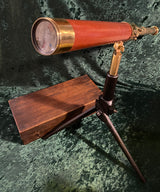 Zero Stock- Antique Mahogany Telescope With Tripod Made in England