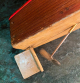 Zero Stock-Antique Clockwork Windup Wood Speed Boat
