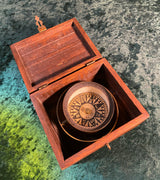 Zero Stock -Antique Small Nautical Dry Card Compass in Mahogany Case Made by C D Durkee & Co New York