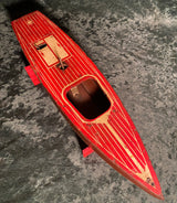 Zero Stock-Antique Clockwork Windup Wood Speed Boat