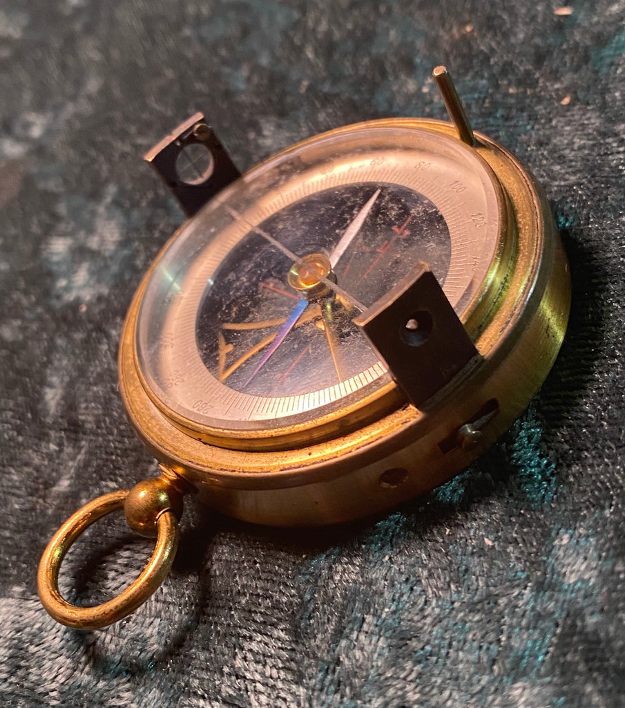 Zero Stock -Antique Compass Inclinometer Alidade Compendium Antique Co ...