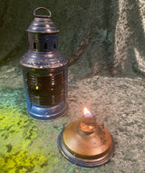 Zero Stock-Antique Fresnel Glass Ship’s Oil Lantern PERKO Blue Color